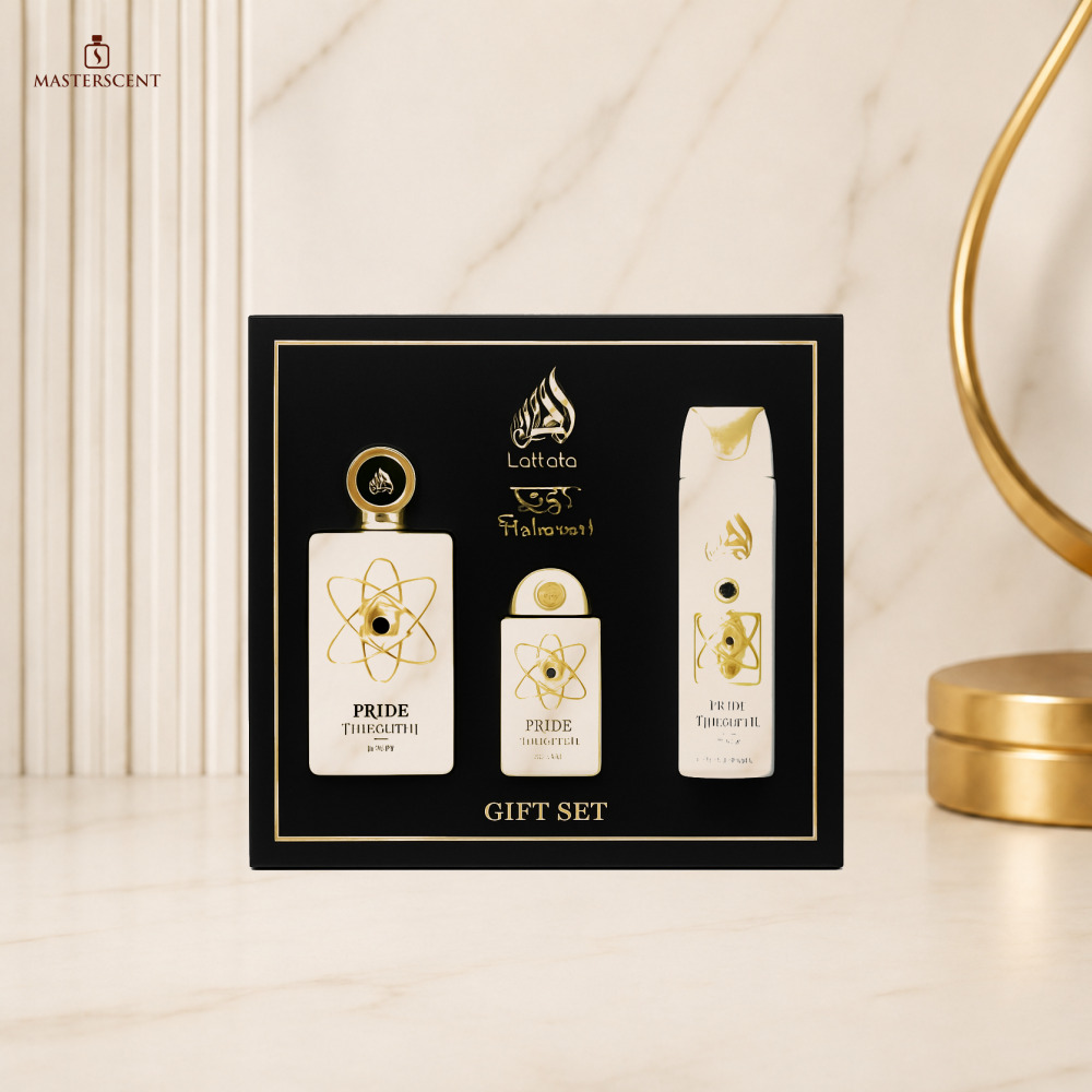 Lattafa Pride Tharwah Gold EDP 100ml 3 Piece Gift Set