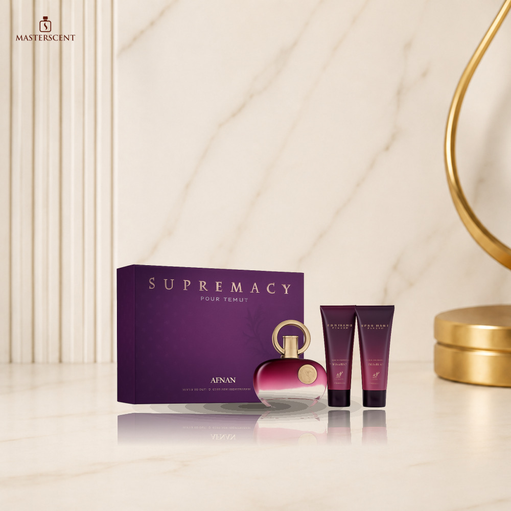 Afnan Supremacy Pour Femme Purple EDP 100ml 3 Piece Gift Set For Women